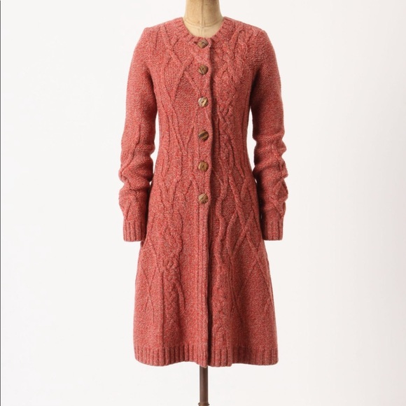 Anthropologie Sweaters - Anthro Far Away from Close Cableknit Sweatercoat M